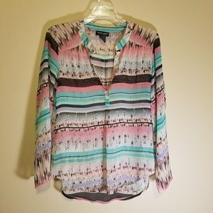 About A Girl long sleeve printed top